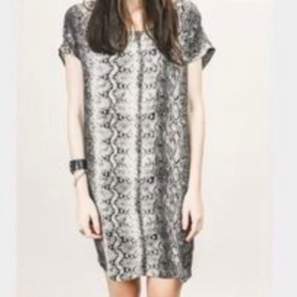 Joie Messa Silk Snakeskin Dress Grey Black - Picture 2 of 9